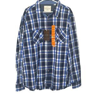 NWT Original Weatherproof Vintage button up shirt men's XXL blue plaid